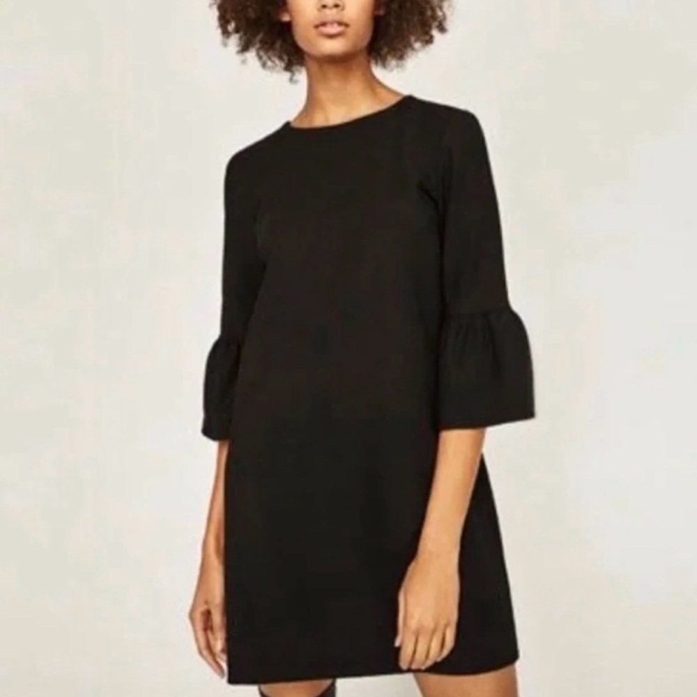 Zara Basic Collection Bell Sleeve Shift Mini Dres… - image 2